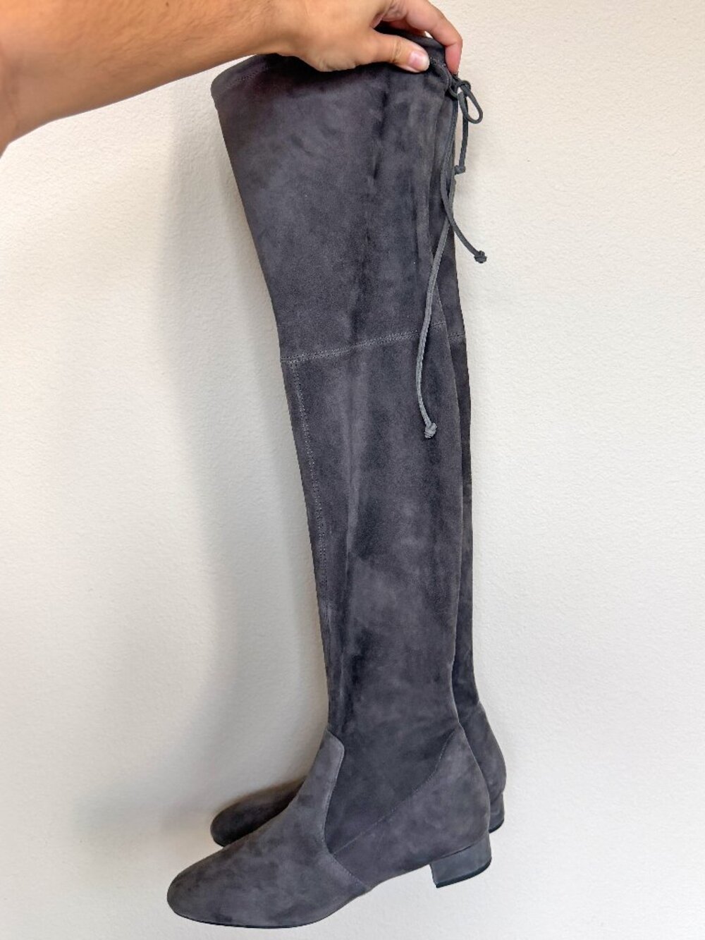 Stuart Weitzman Genna 25 Gray Suede Thigh High City Boots Size 9
